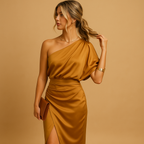 slim fit dress styled with heels for elegant outfit