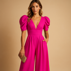 full length flowing leg design of jumpsuit