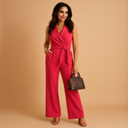 jumpsuit styled with heels for elegant outfit