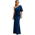 woman wearing slim fit elegant dress with tailored silhouette shown in full front view outfit