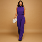 wide leg jumpsuit design showing full length flow and relaxed leg shape for women