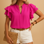 side view of sleeveless blouse for women