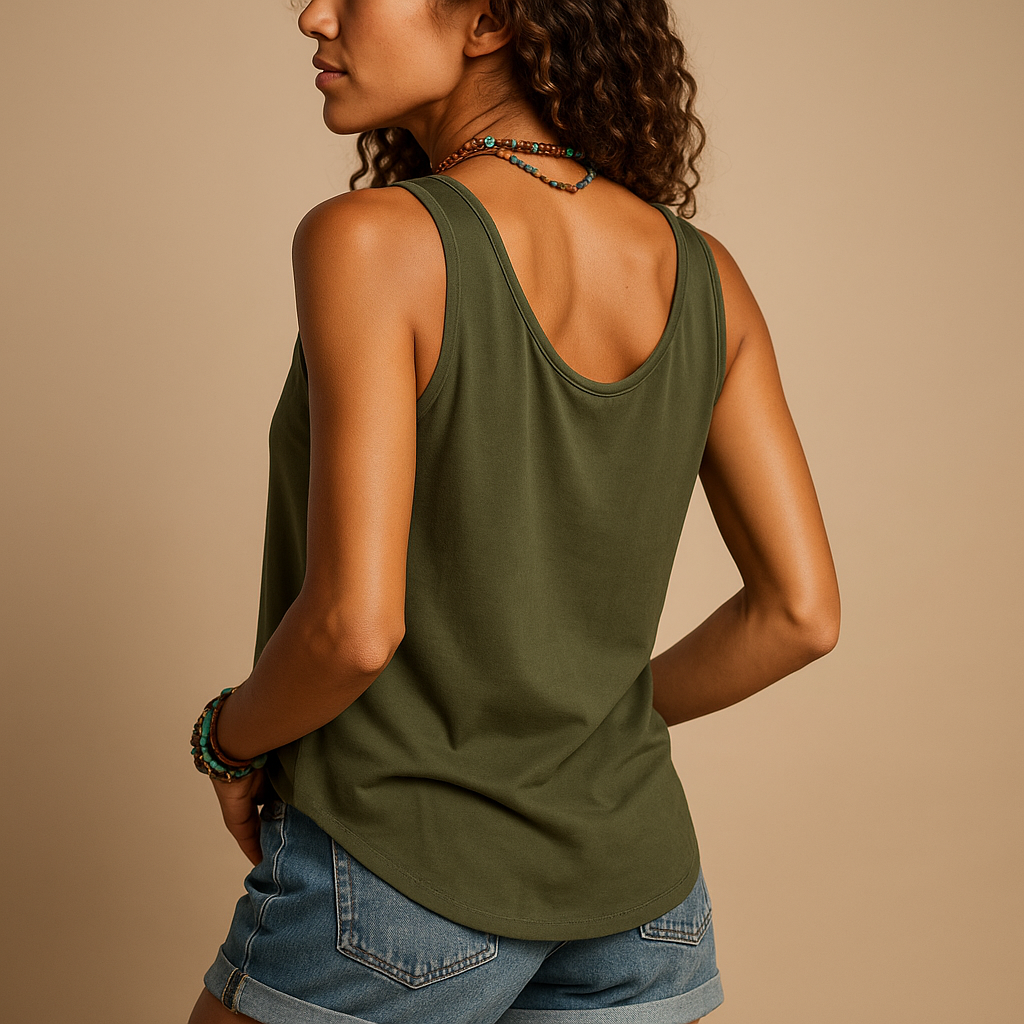side view of sleeveless blouse for women
